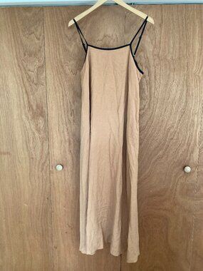Women Summer Spaghetti Straps Linen Sleeveless Maxi Long Flowy Dress - Medium